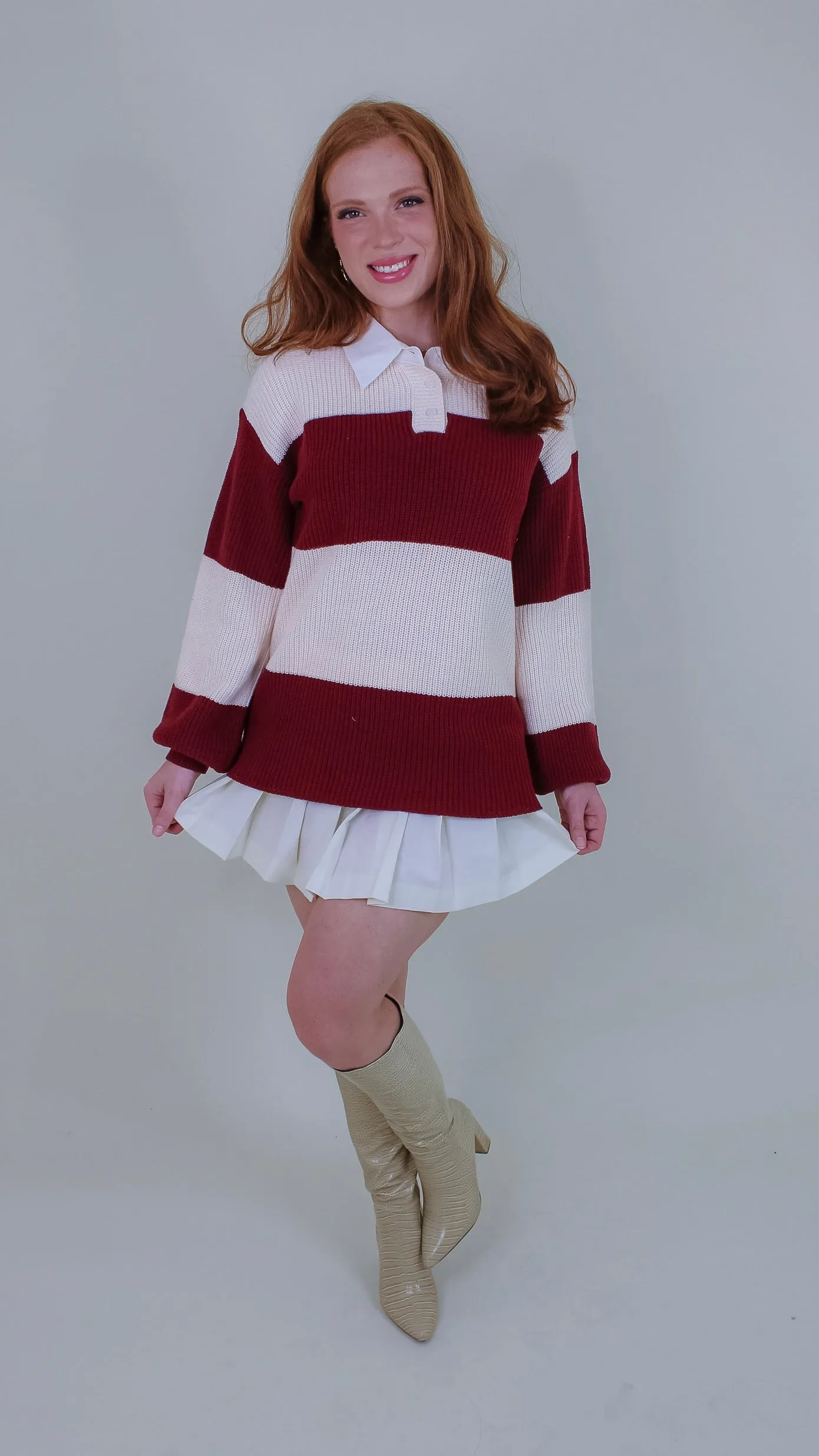 Davis Wine Striped Sweater