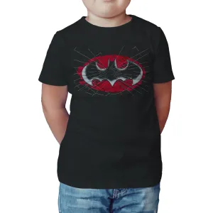 DC Comics Batman Logo Glass Official Kid's T-Shirt (Black)