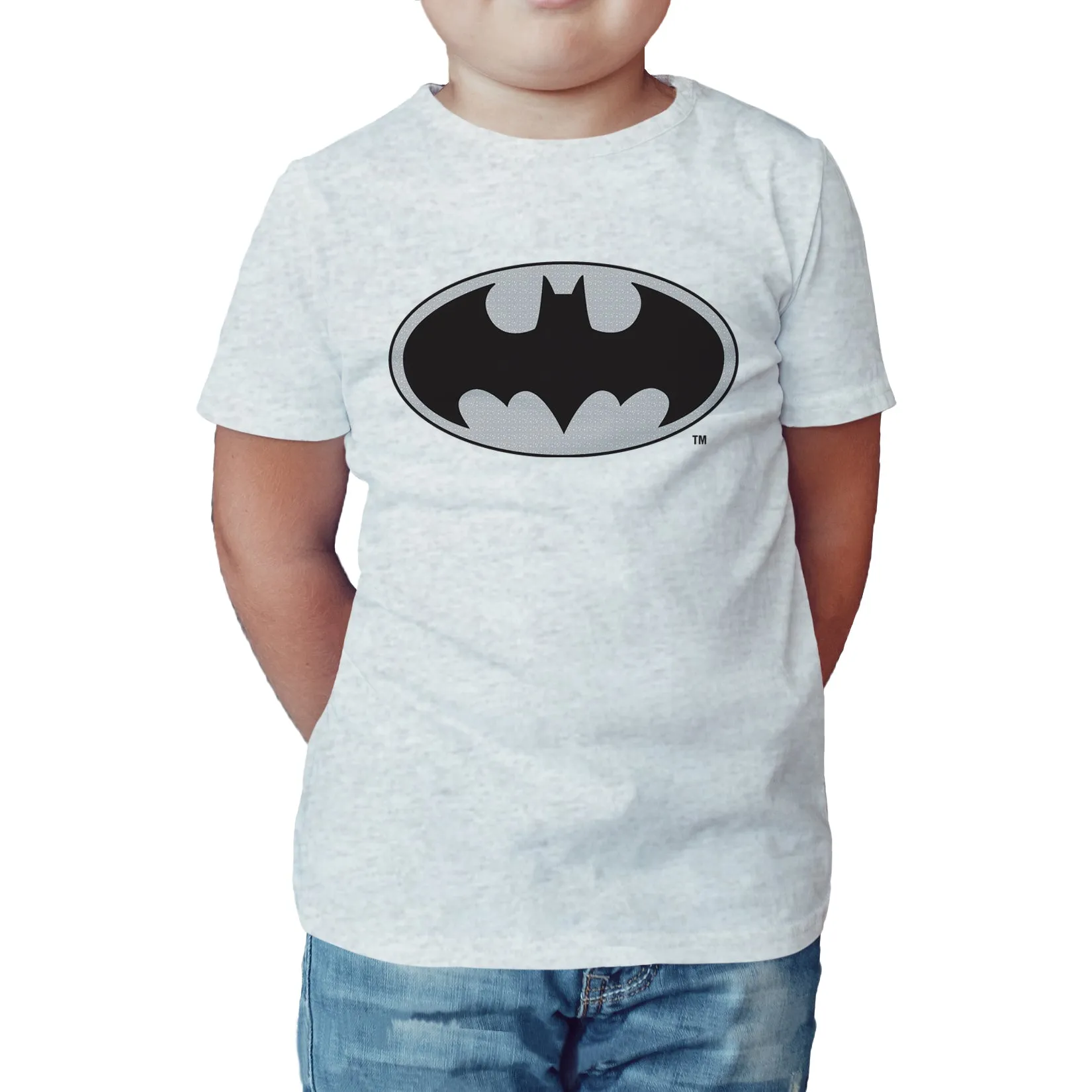DC Comics Batman Logo Grey Official Kid's T-Shirt (Sports Grey)