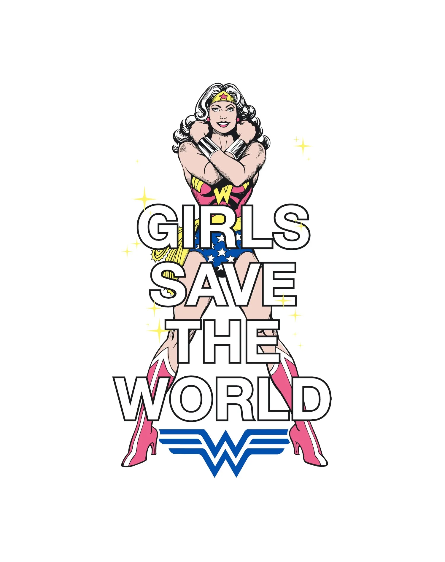 DC Comics Wonder Woman Girls Save World Official Men's T-Shirt