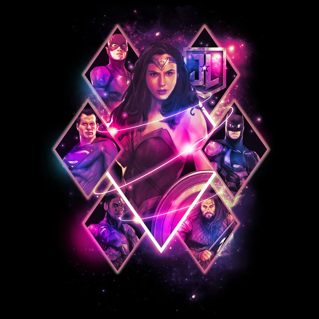 DC Justice League Neon Wonder Woman Official Women's T-shirt (Black)