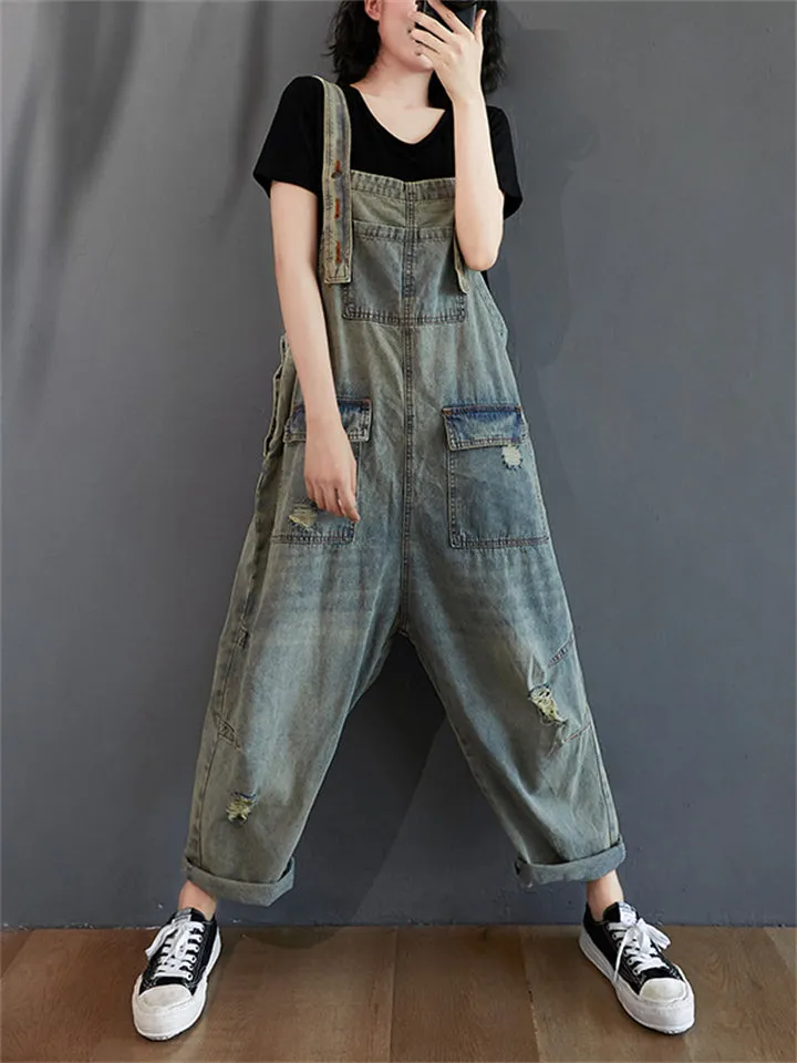 Denim Jeans Jumpsuits Popular Retro For Ladies At Favourable Price
