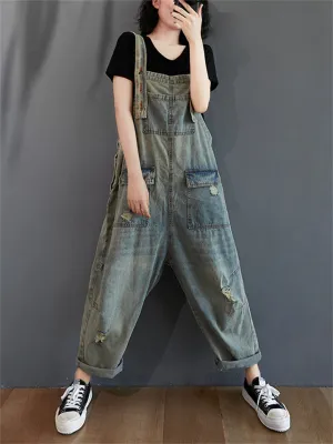 Denim Jeans Jumpsuits Popular Retro For Ladies At Favourable Price