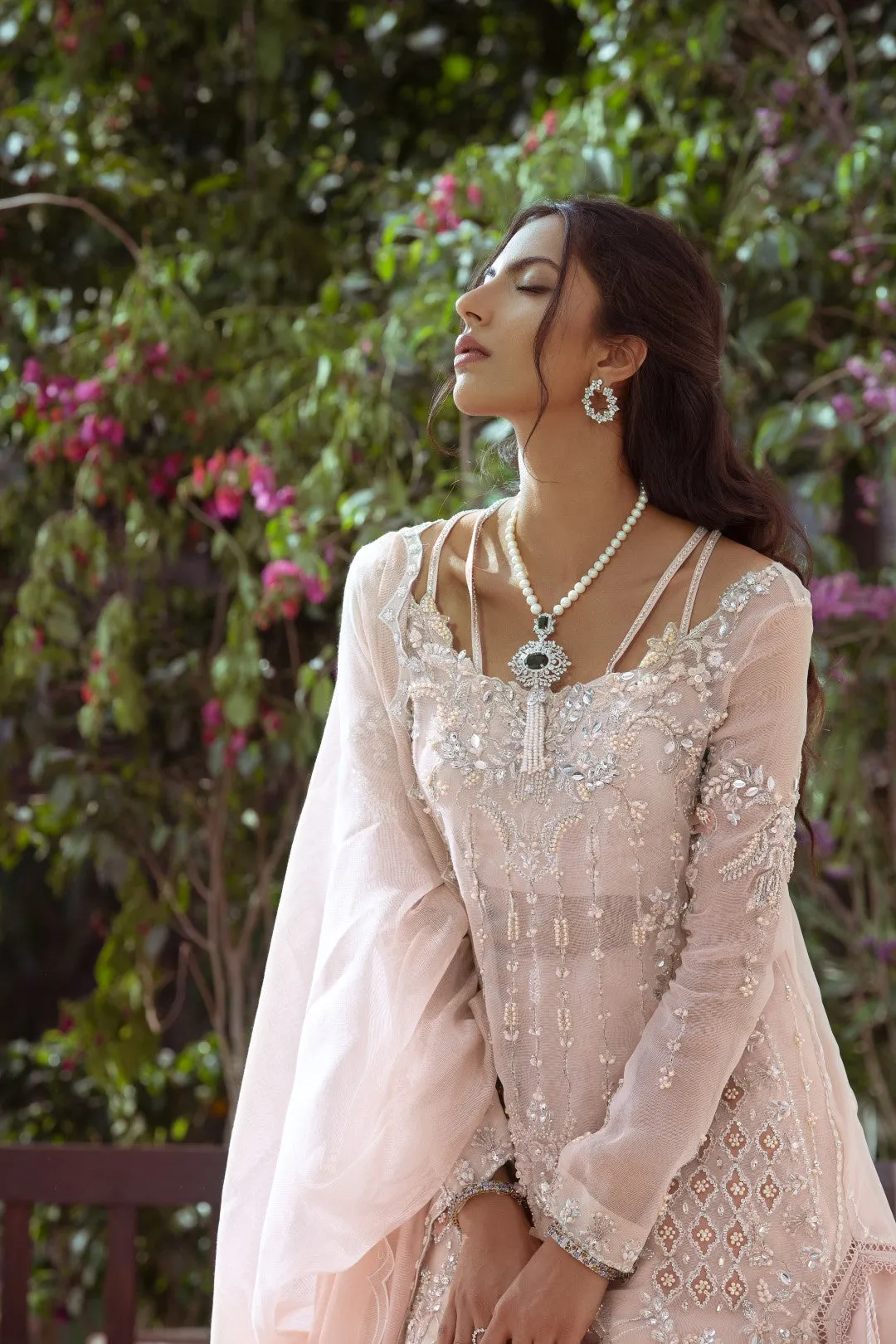 Designer Heavily Embellished Bridal Net Ruffled Lehenga