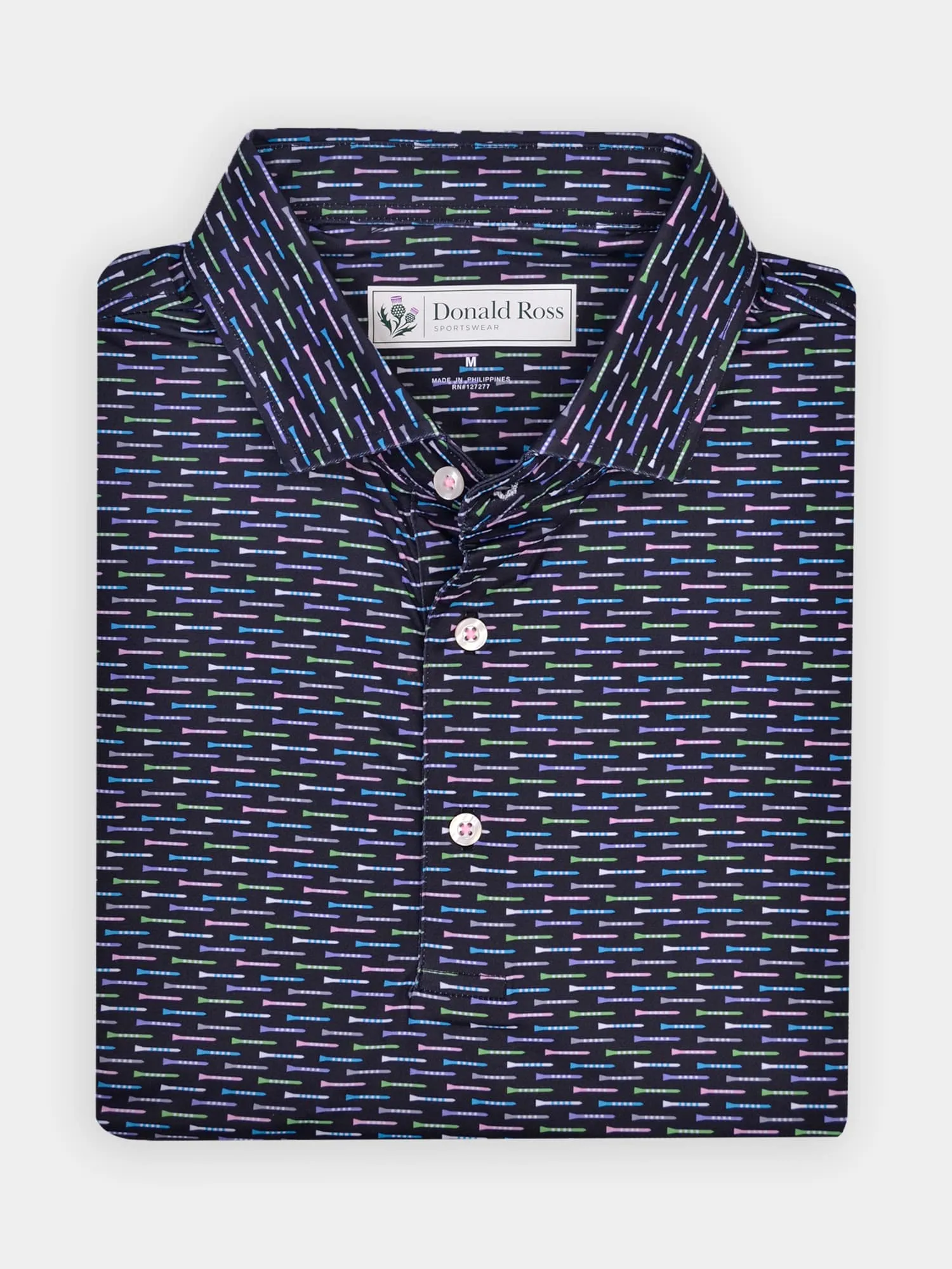 Donald Ross Mens Classic Fit CHARLOTTE Polo - BLACK MULTI