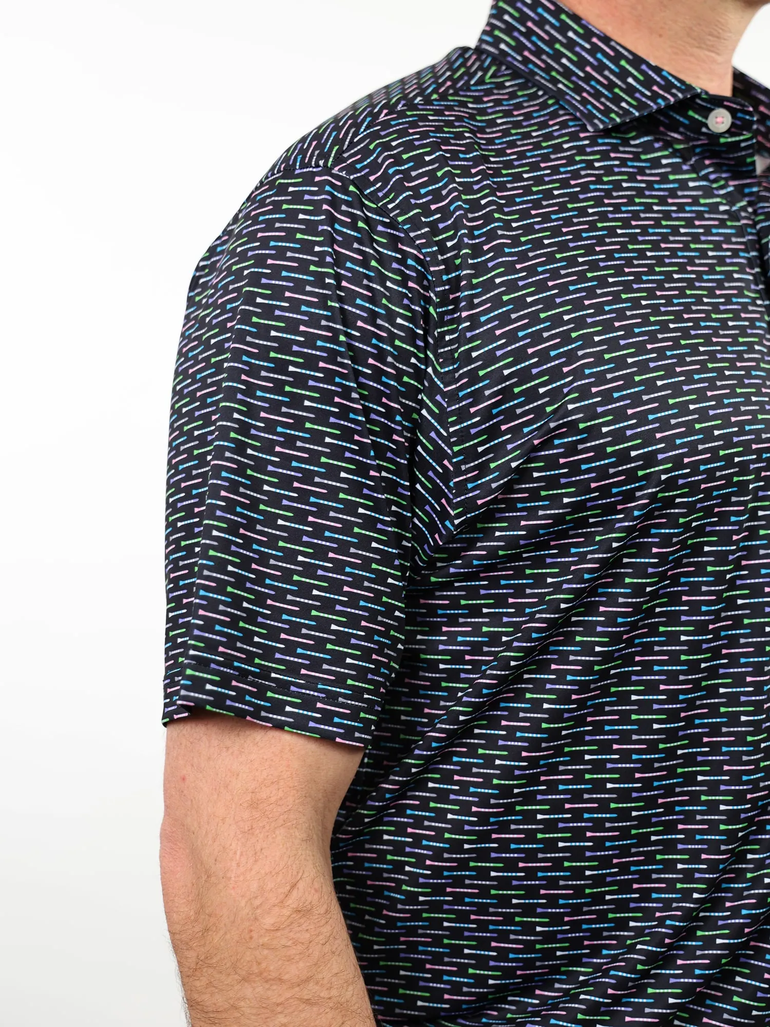 Donald Ross Mens Classic Fit CHARLOTTE Polo - BLACK MULTI