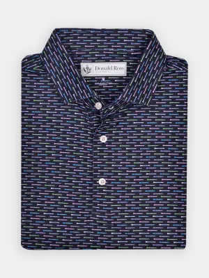 Donald Ross Mens Classic Fit CHARLOTTE Polo - BLACK MULTI