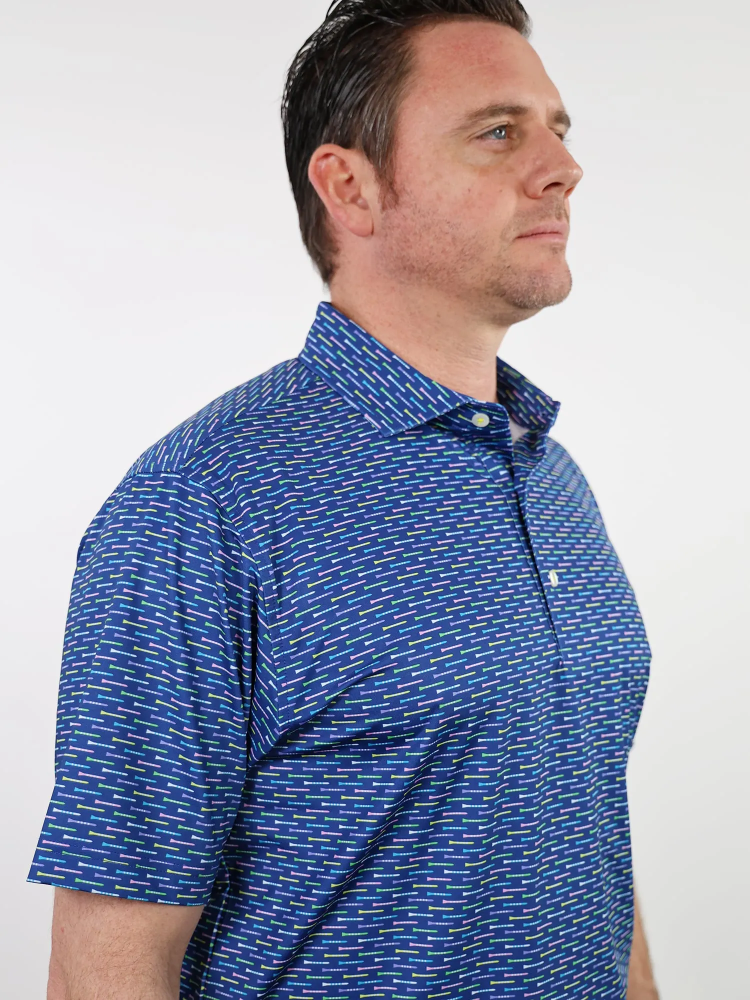 Donald Ross Mens Classic Fit CHARLOTTE Polo - NAVY MULTI