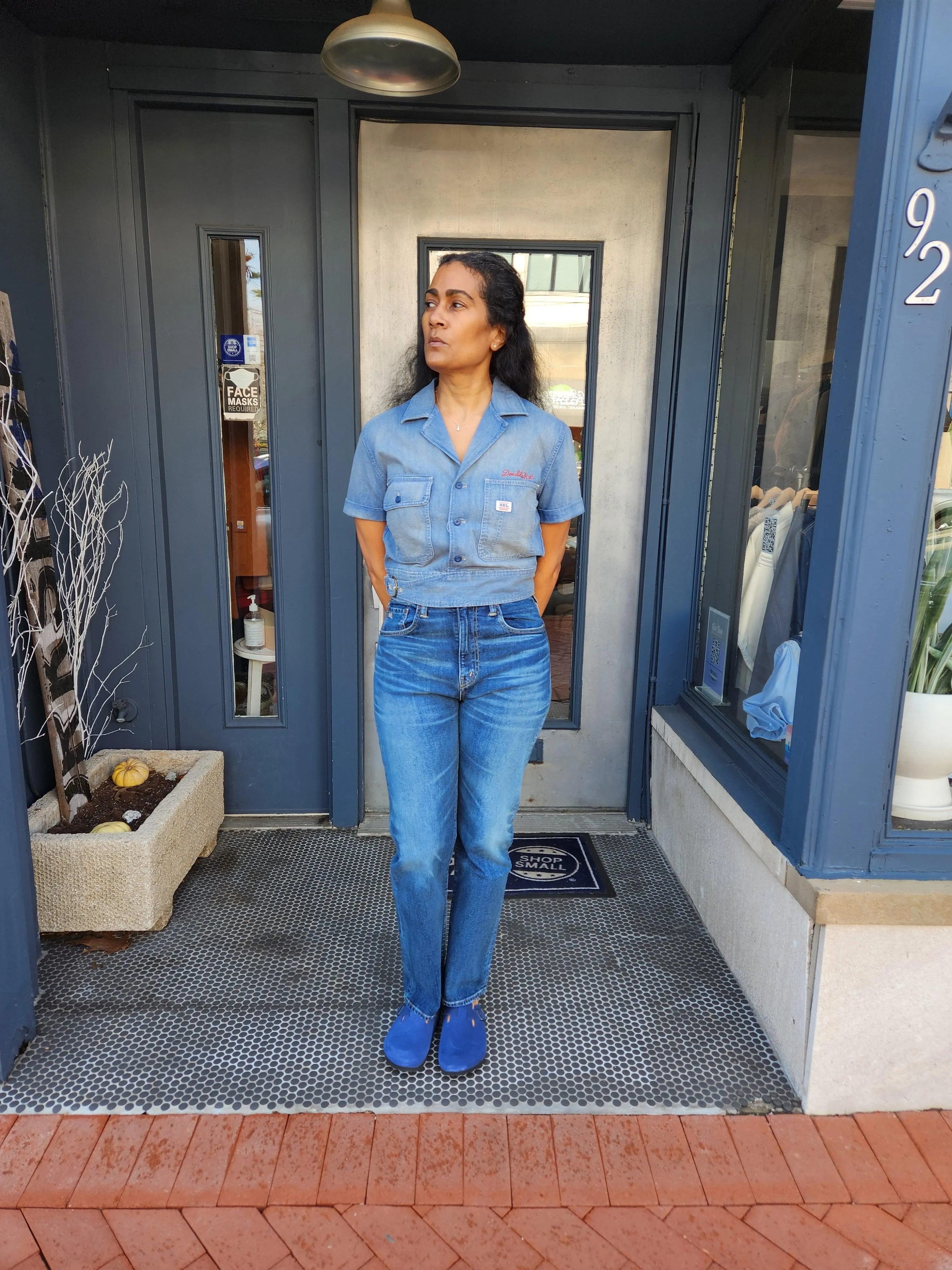 Double RL - Logo-Embroidered Denim Workshirt Medium Wash Red