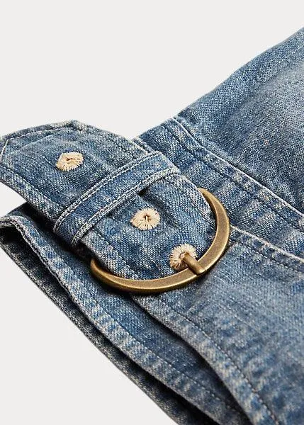 Double RL - Logo-Embroidered Denim Workshirt Medium Wash Red
