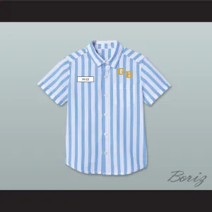 Ed Good Burger Light Blue/ White Striped Polo Shirt 1