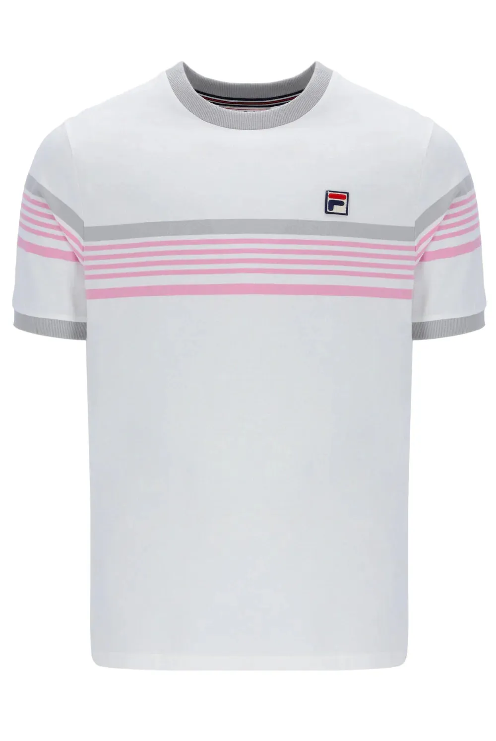Fila James Yarn Dye Stripe T-Shirt White/High Rise/Prism Pink