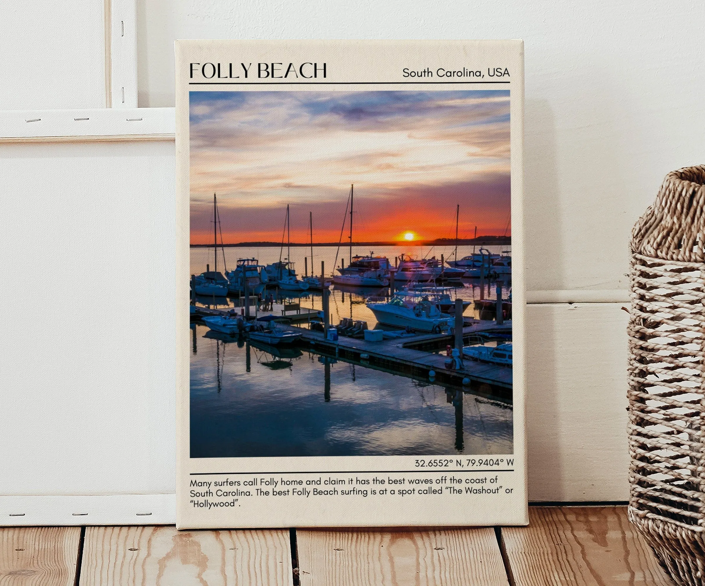 Folly Beach Wall Canvas, South Carolina, USA