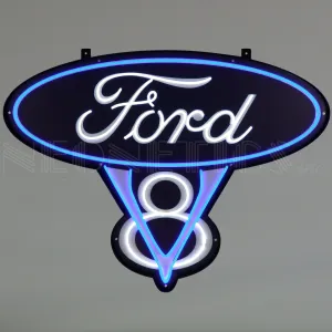 Ford V8 LED Flex-Neon Sign in Steel Can