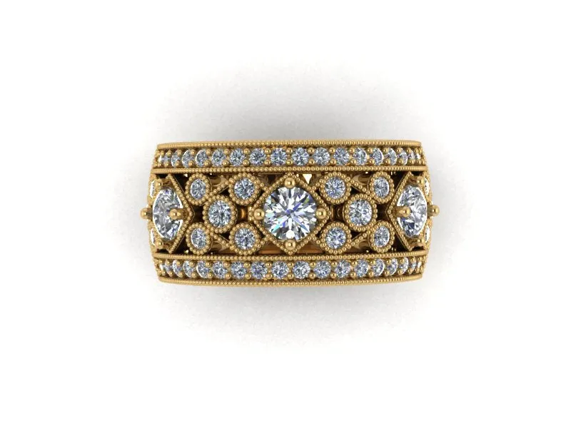 Grace - Wide Diamond Vintage Inspired Band