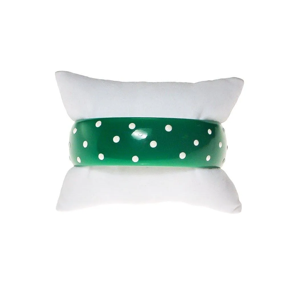 Green and White Polka Dot Bangle Bracelet
