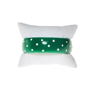 Green and White Polka Dot Bangle Bracelet