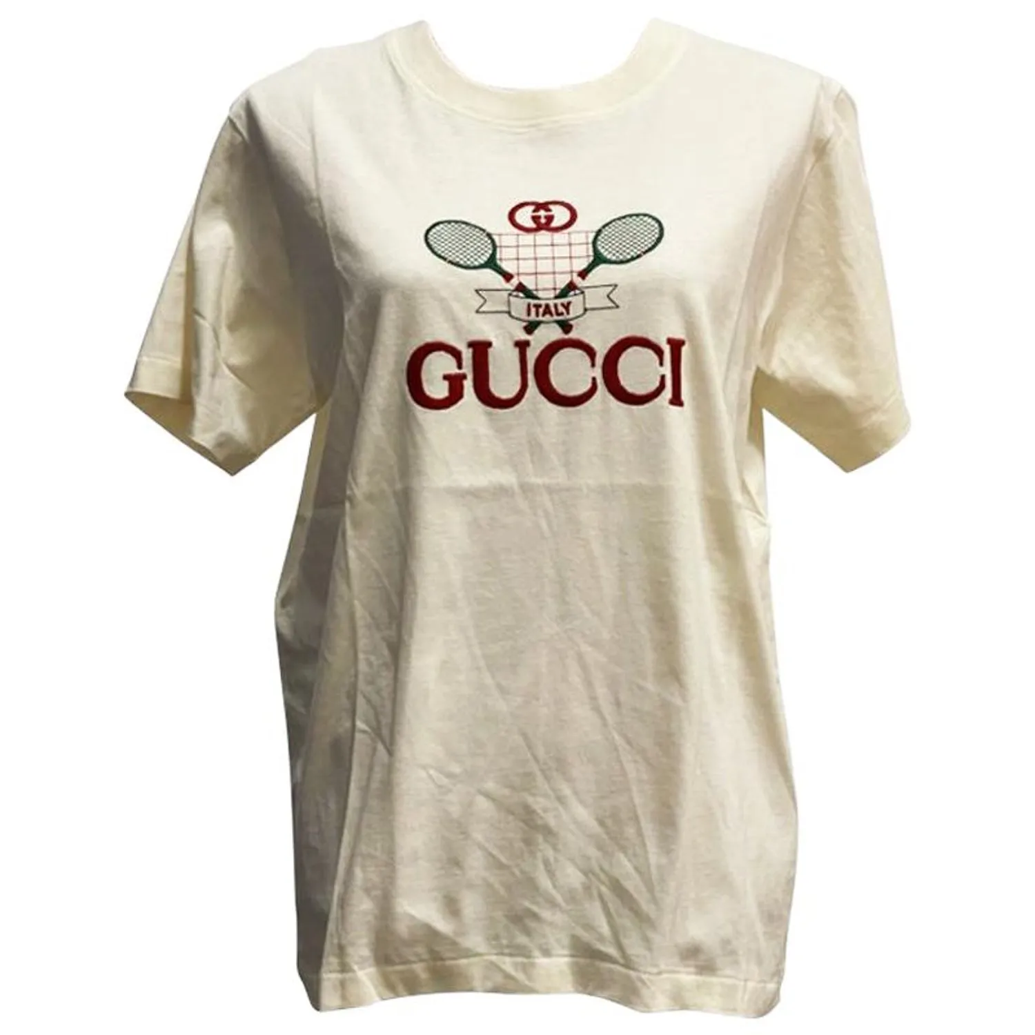 Gucci GG Tennis Cotton Logo T-Shirt in White