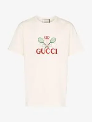 Gucci GG Tennis Cotton Logo T-Shirt in White