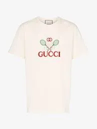 Gucci GG Tennis Cotton Logo T-Shirt in White