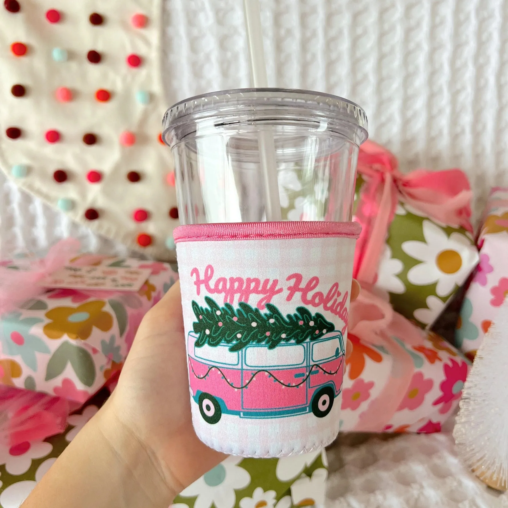 Happy Holidays Van Coffee Cup Cover