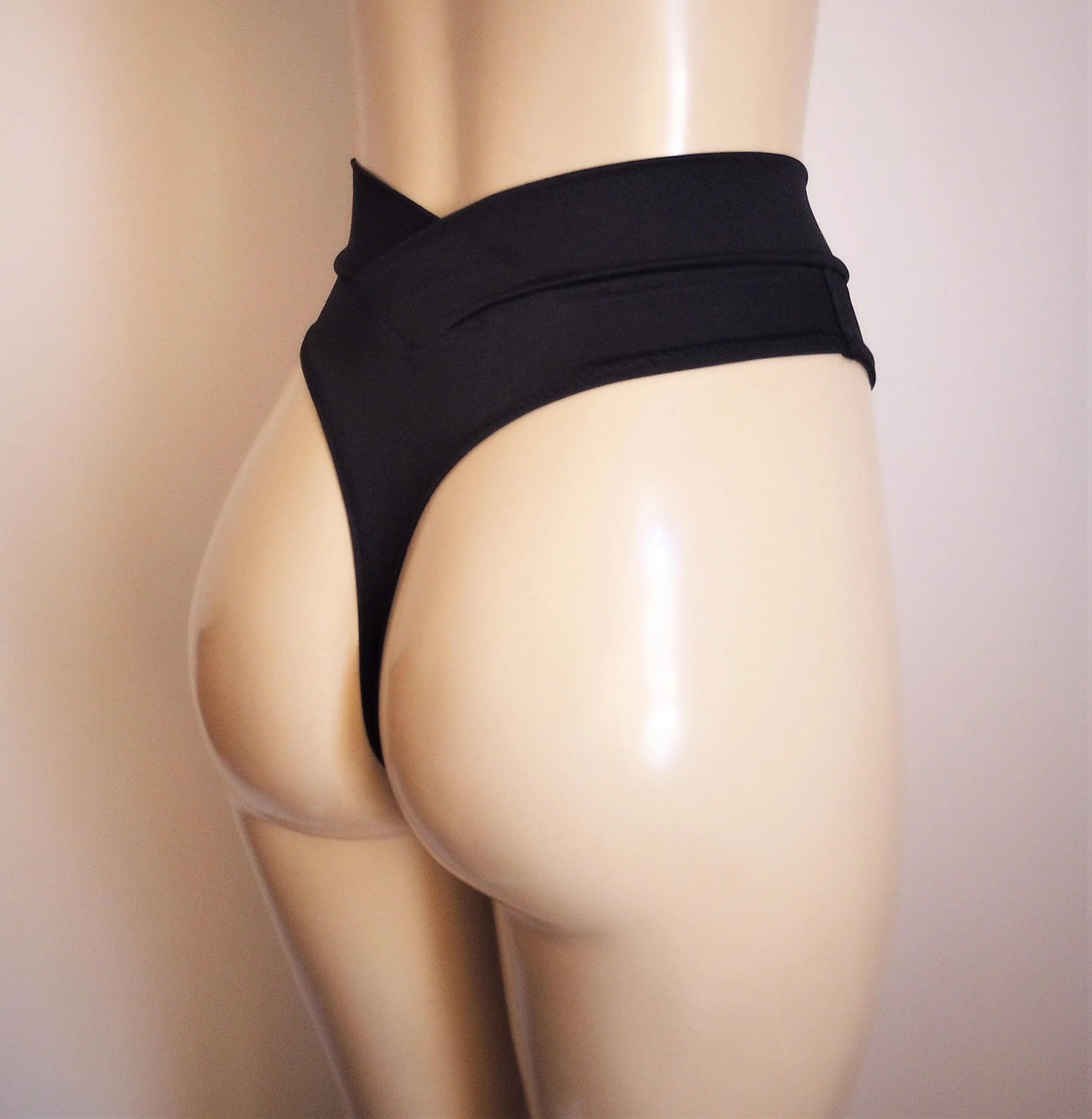 High Waist Thong Crisscross Band Bikini Bottom