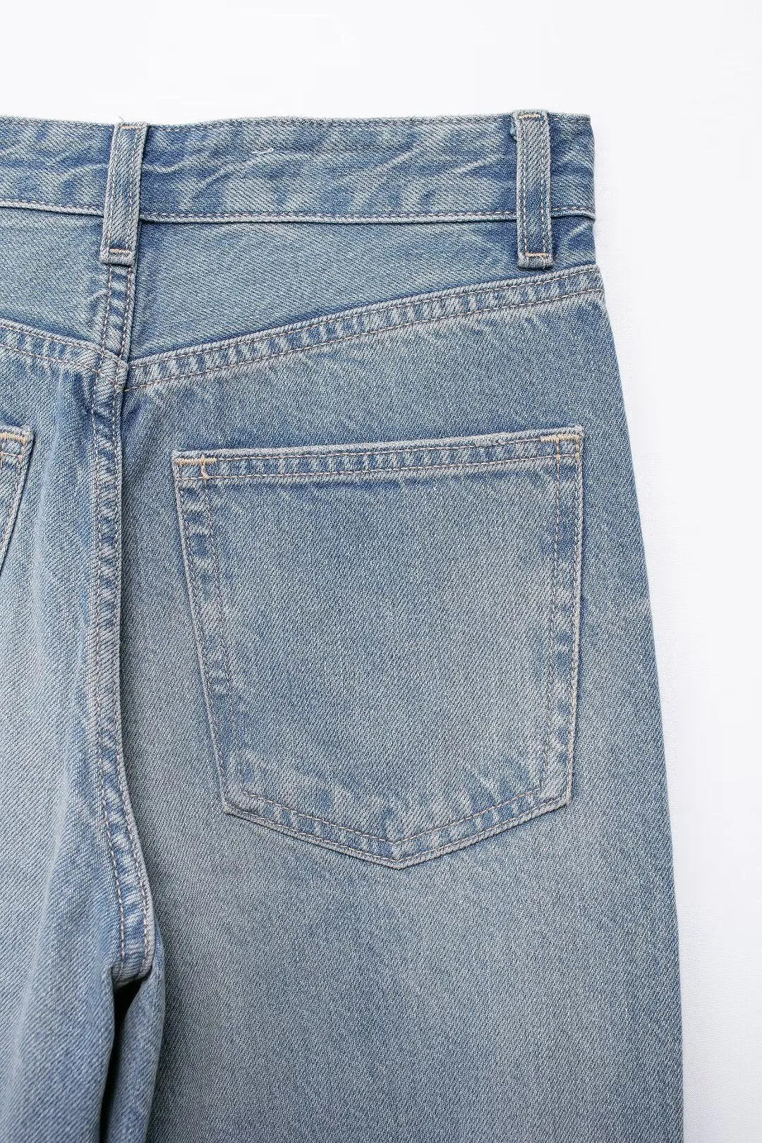 High Waisted Straight Leg Denim Jeans
