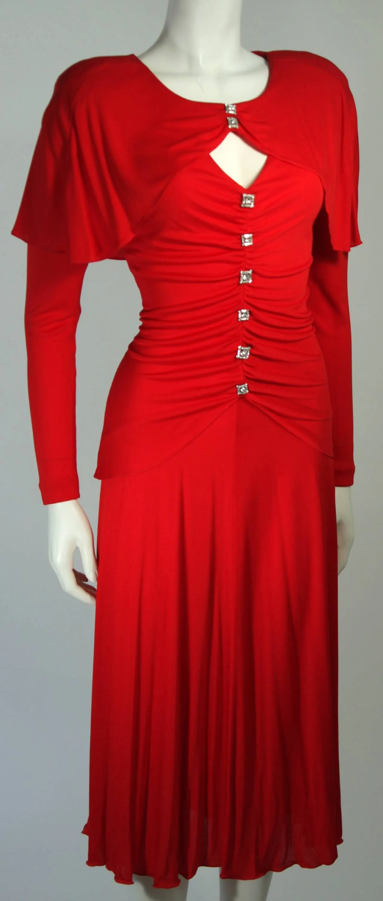HOLLY HARP Red Jersey Long Sleeve Gown Size Medium