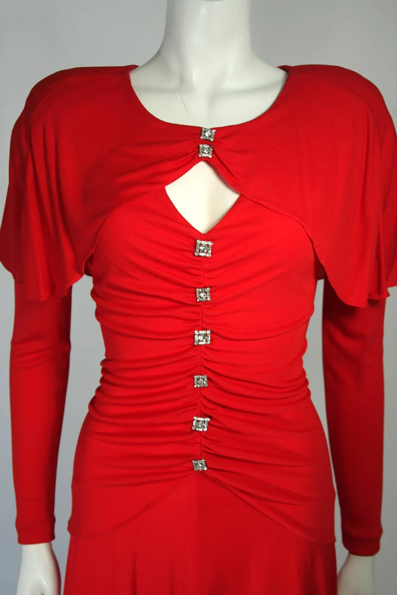 HOLLY HARP Red Jersey Long Sleeve Gown Size Medium