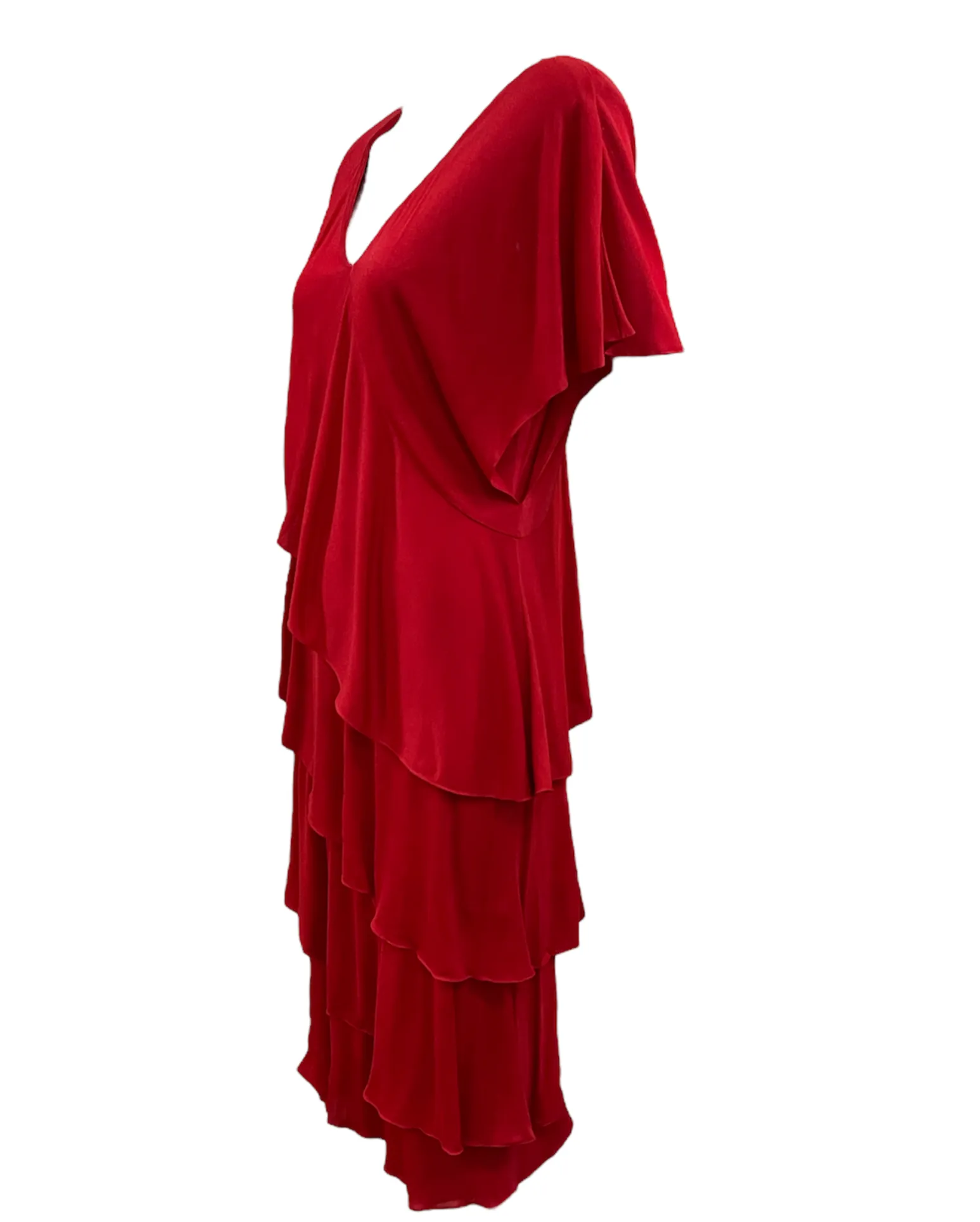 Holly's Harp 70s Red Matte Jersey Petal Dress