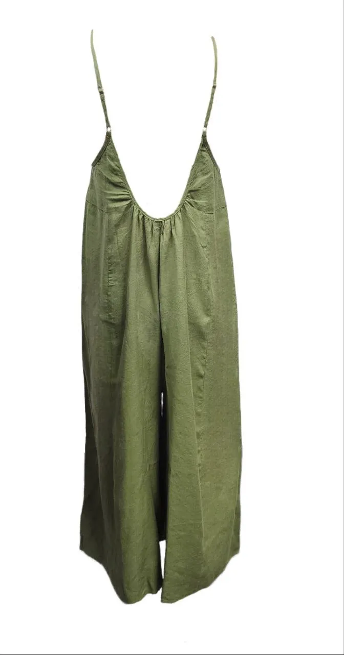 HoodLamb Women's Olive Wide Contrast Midi Hemp Jumper 420 NWT