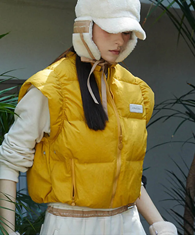 KANDINI Ruffled Goose-down Vest - Yellow