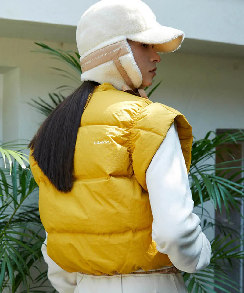 KANDINI Ruffled Goose-down Vest - Yellow