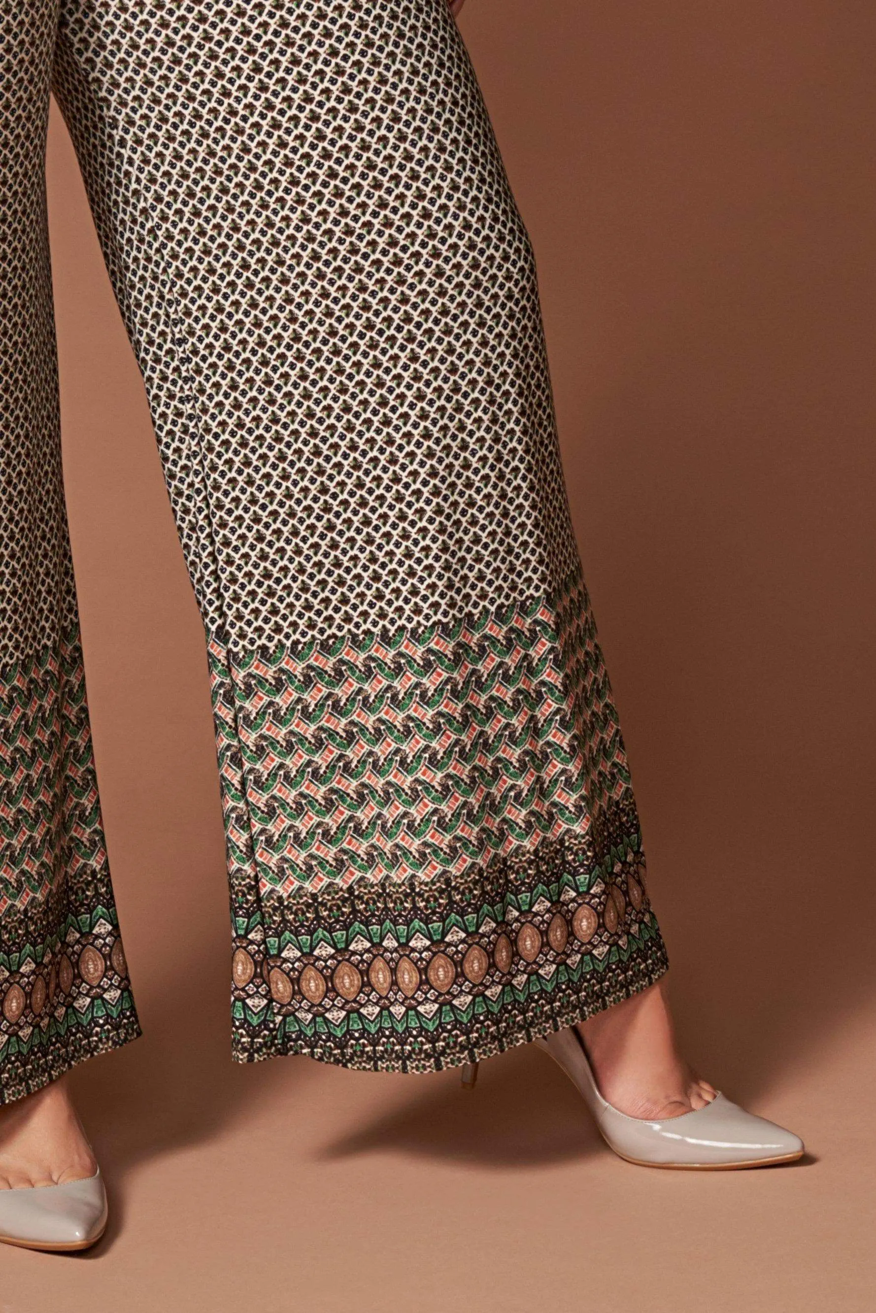 Kellie Black and Brown Print Off-the-Shoulder Jumpsuit