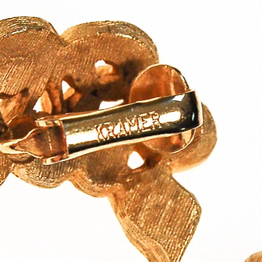 Kramer Gold Tone with Green Rhinestone Ear Crawler Earrings