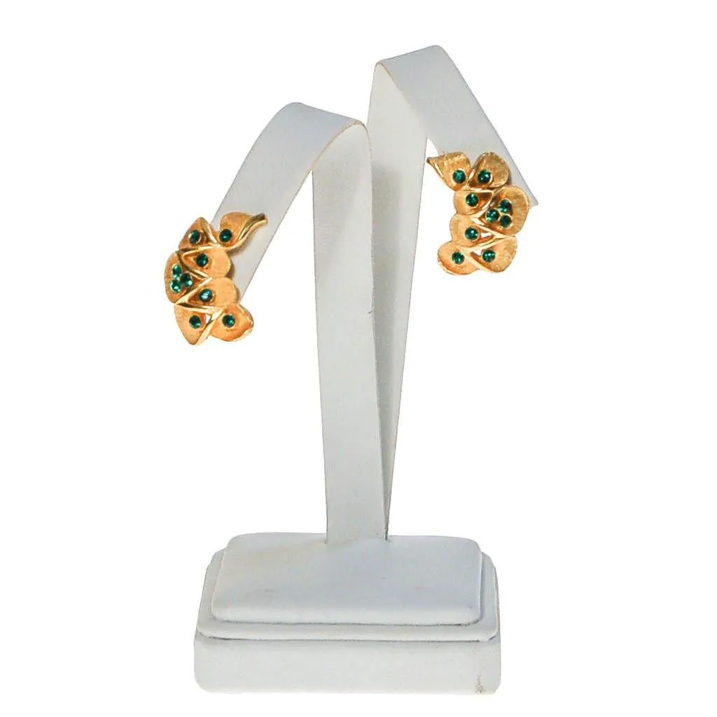 Kramer Gold Tone with Green Rhinestone Ear Crawler Earrings
