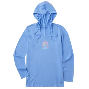Life is Good Women's Here Comes The Sunshine Arch Long Sleeve Crusher Lite Hooded Tee