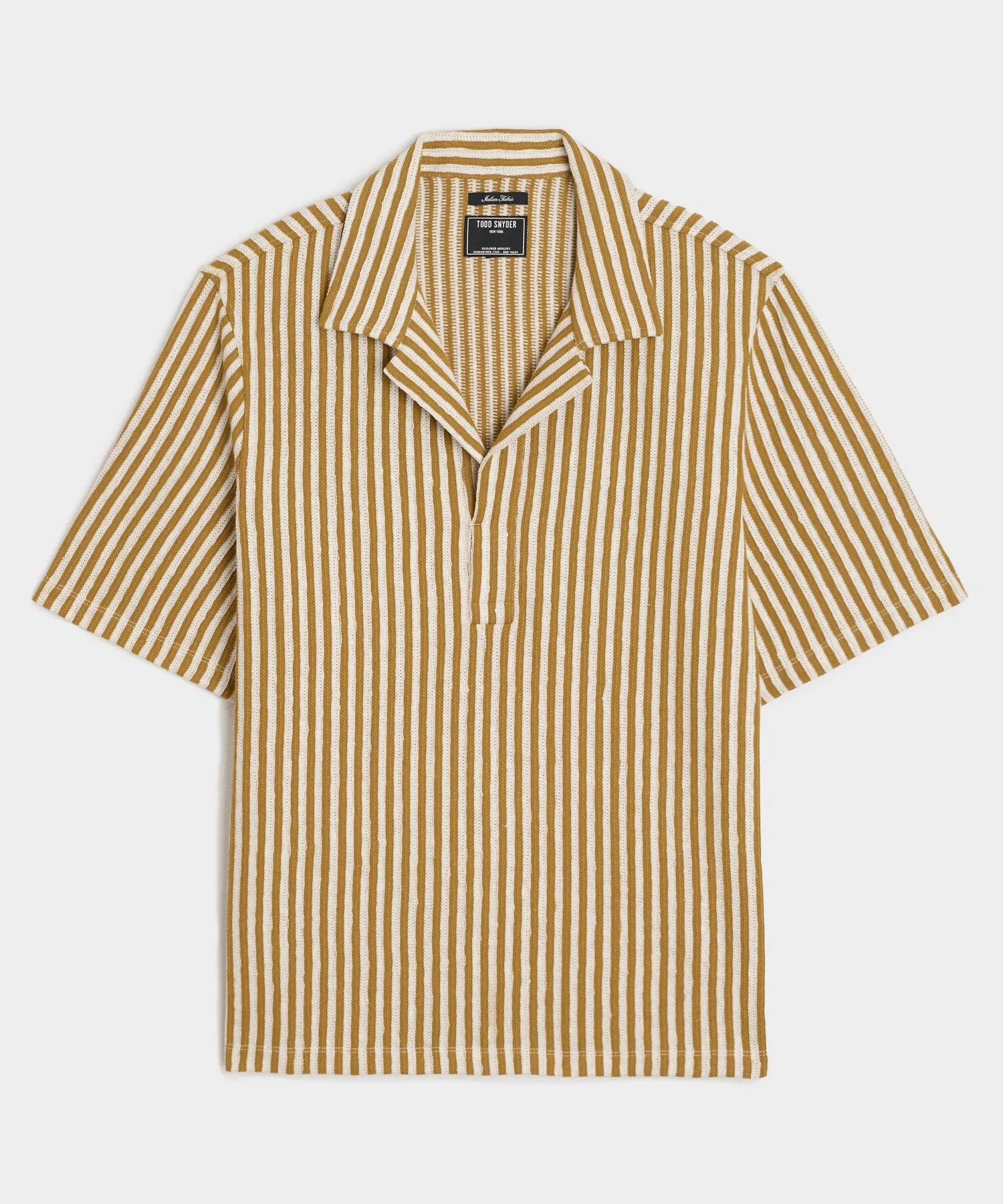 Linen-Cotton Knit Striped Polo