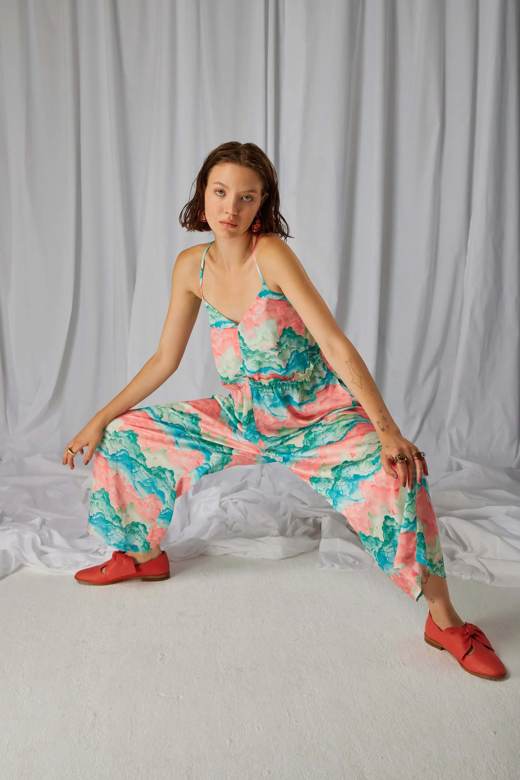 Lottie jumpsuit in Nuit Blanche print