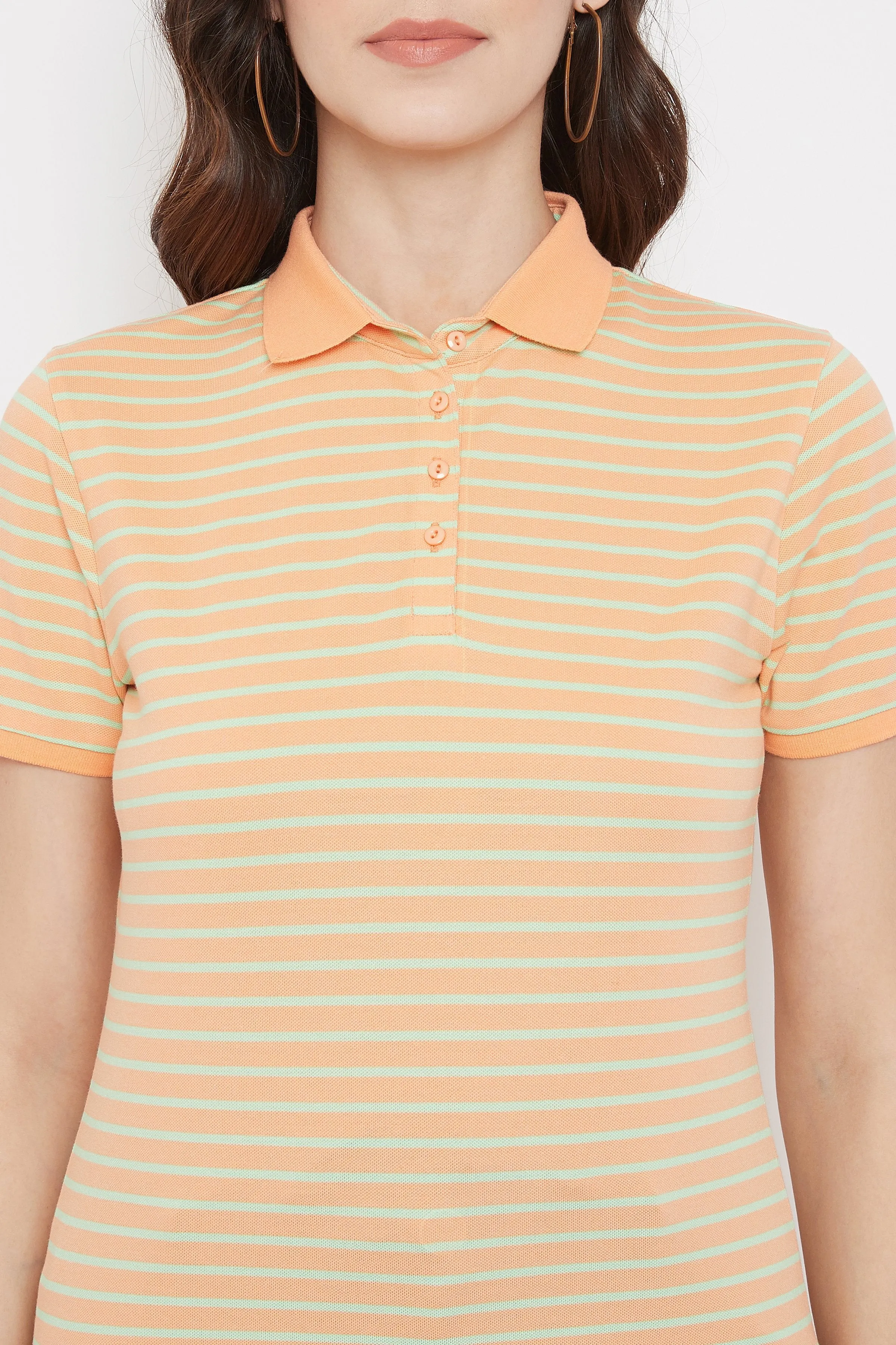 Madame Orange Striped Polo T-Shirt