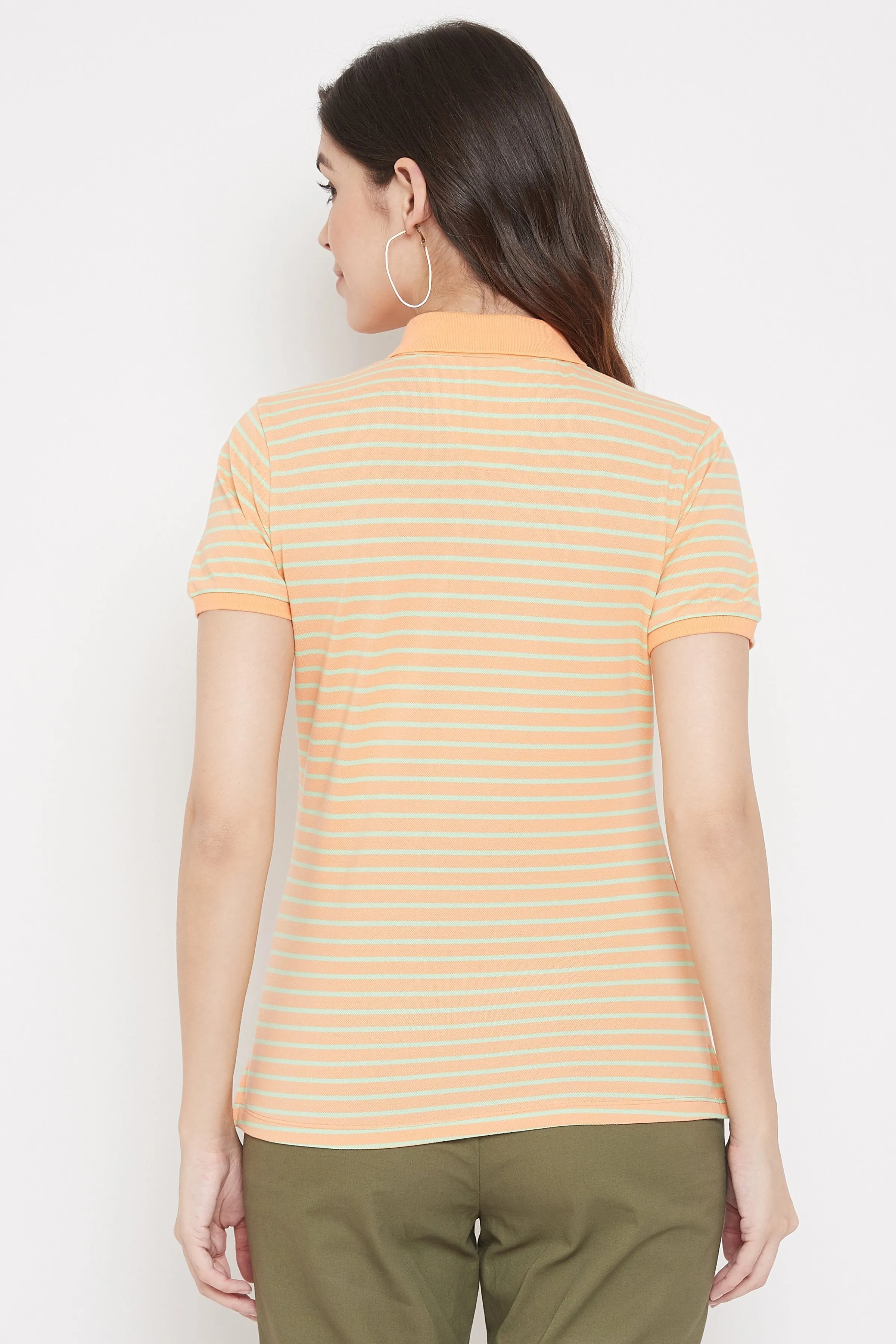 Madame Orange Striped Polo T-Shirt