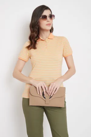 Madame Orange Striped Polo T-Shirt