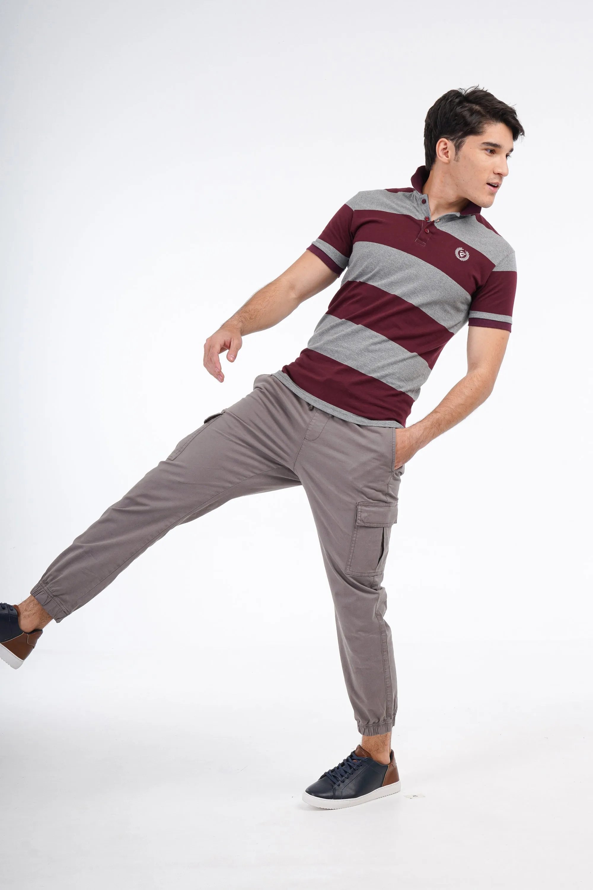 Maroon Striped Polo