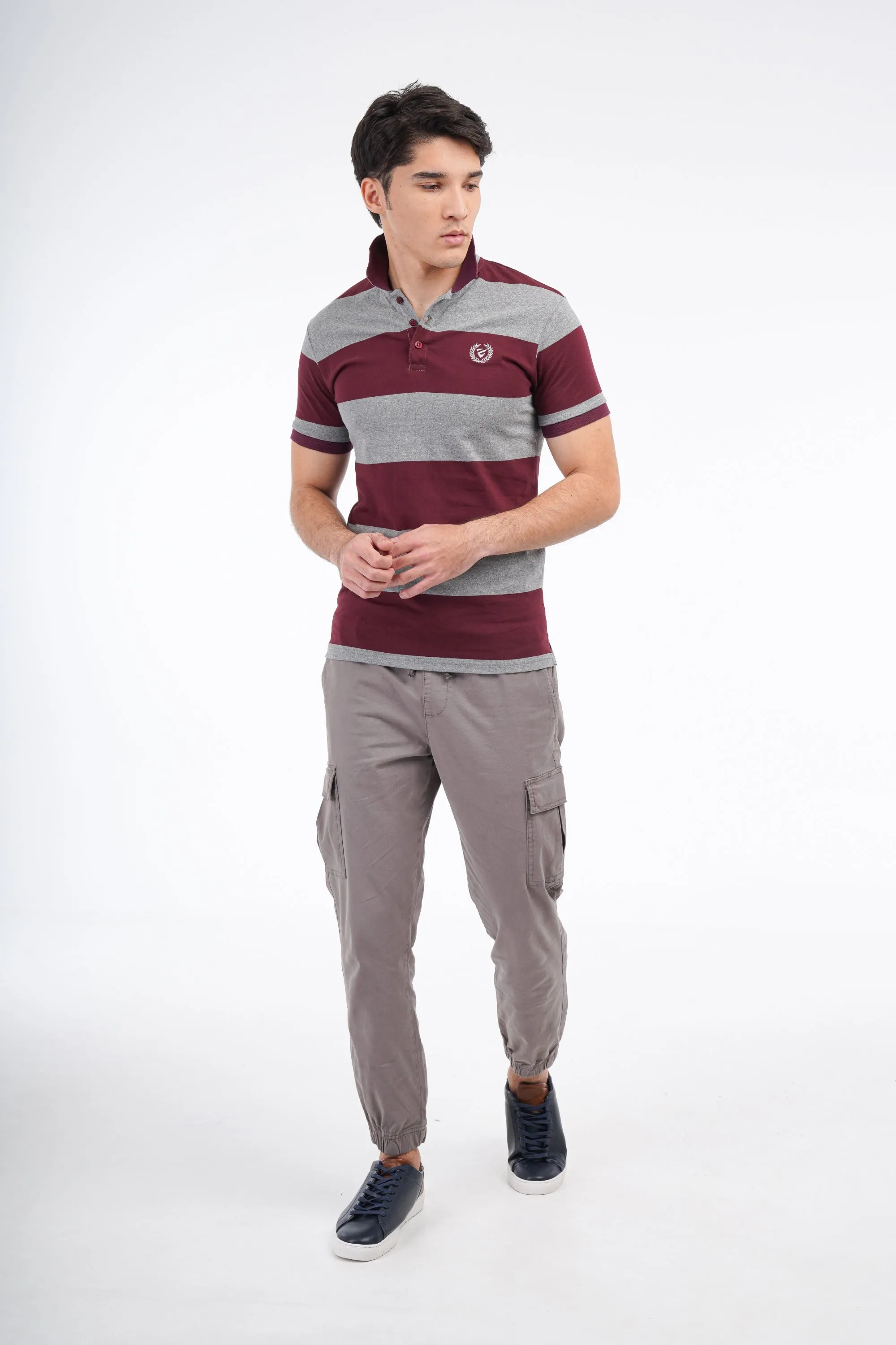 Maroon Striped Polo