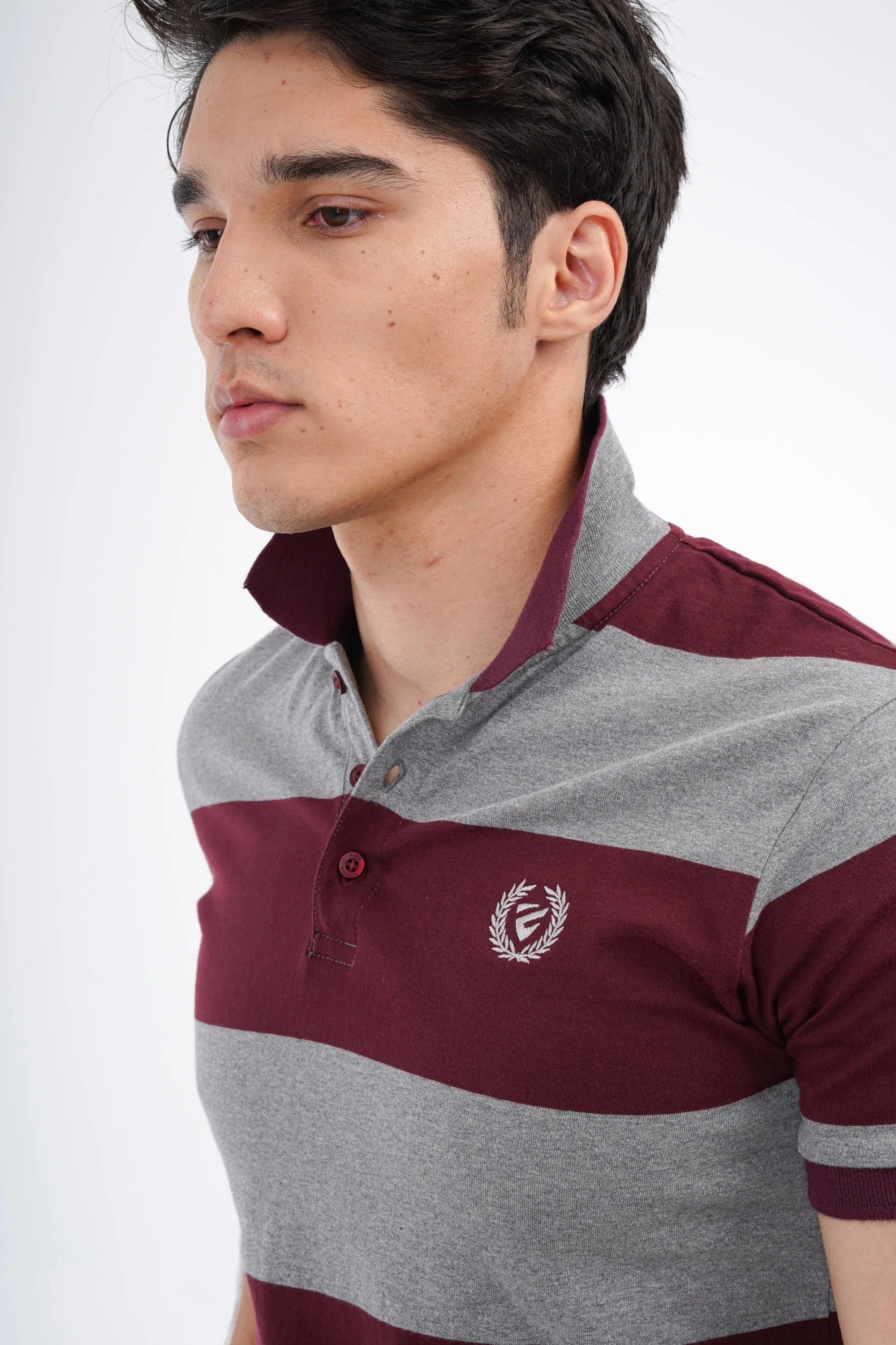 Maroon Striped Polo