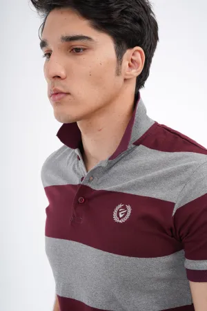 Maroon Striped Polo