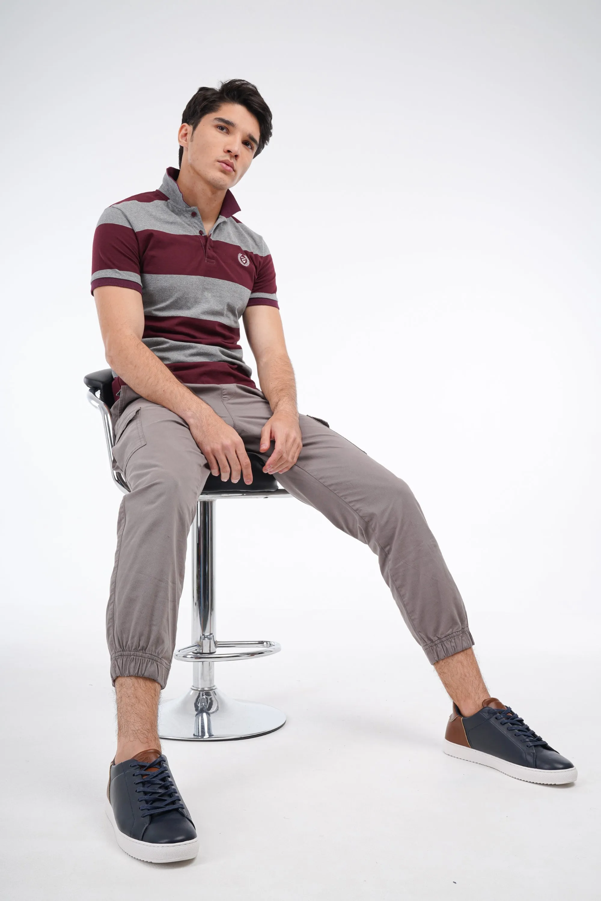 Maroon Striped Polo