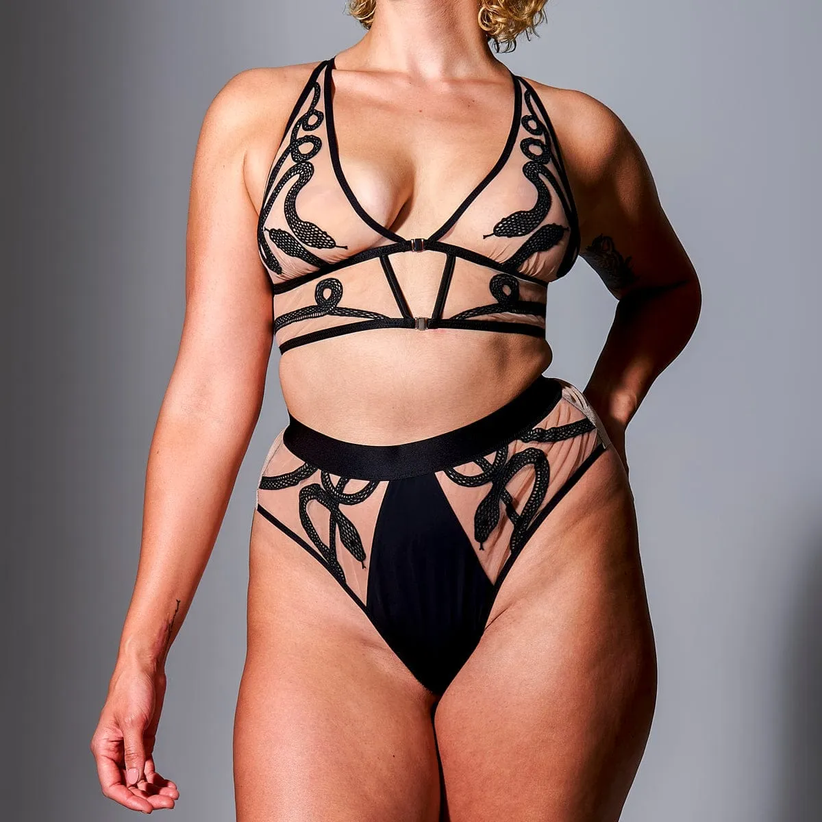 Medusa High-Waisted Bikini - Biscotti