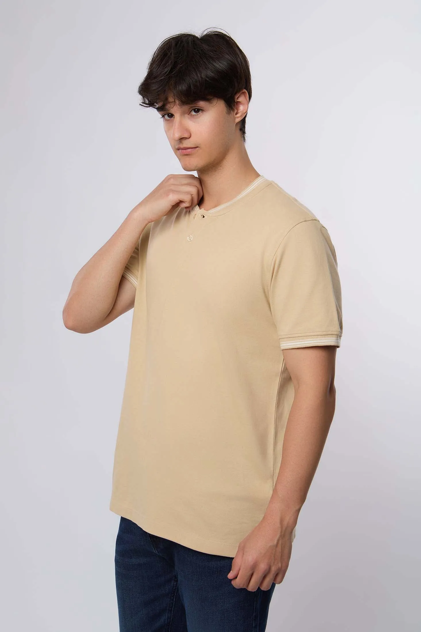 Men Polo Cotton Printed Regular Fit Navy