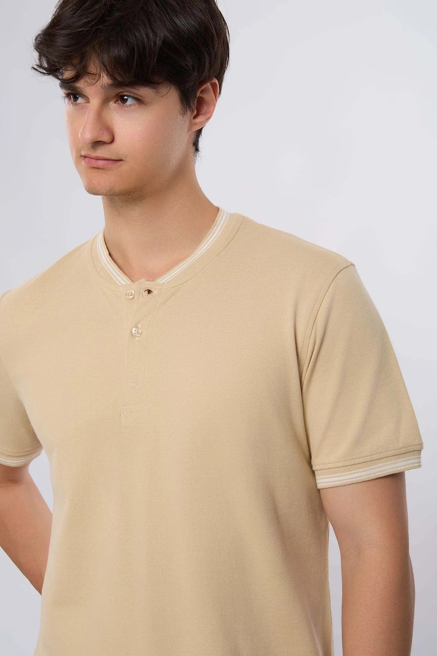 Men Polo Cotton Printed Regular Fit Navy